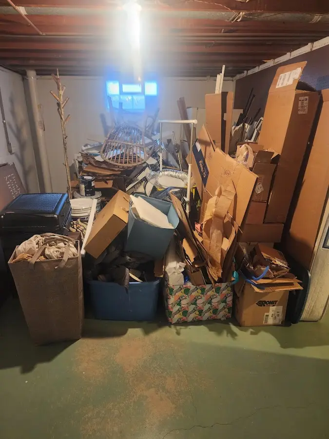 Roll-off dumpster container at job site for 4 Yard Dumpster Rental in Highwood